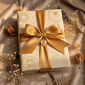 Wrapped mystery book with gold ribbon - Epic Fantasy Romance